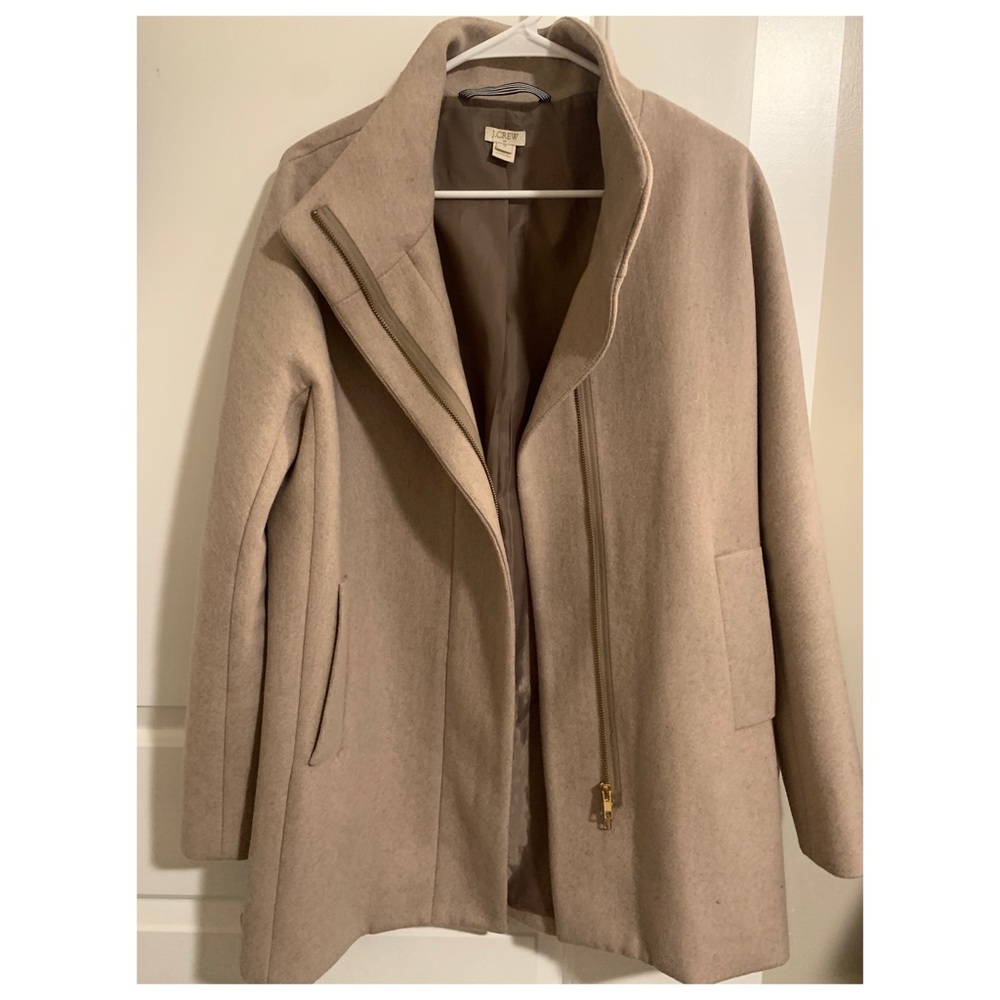 J Crew tan Italian wool cocoon coat